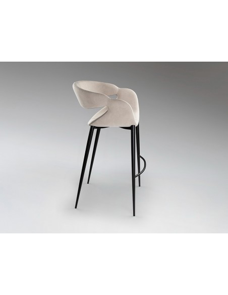 Banqueta GIRO de estilo moderno, 64 cm, estofada em tecido com pés de metal preto