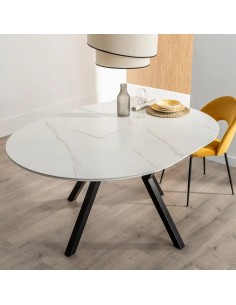 Mesa redonda extensível Gaia 120 (160) porcelânico branco... 2