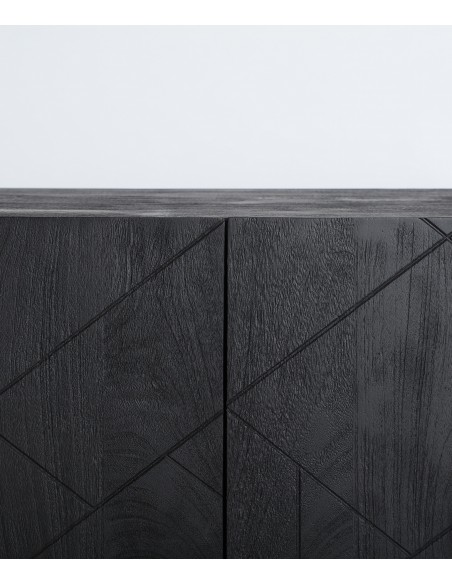 Mueble TV 180 x 42 BOULOC diseño étnico, madera mango negra