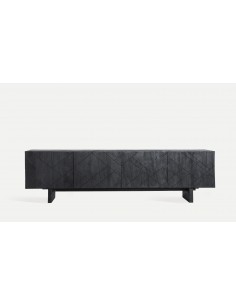 Mueble TV 180 x 42 BOULOC diseño étnico, madera mango negra 2