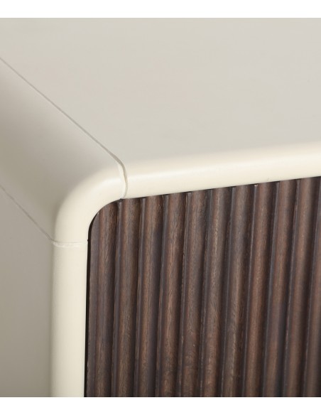 Móvel de TV contemporâneo MILHAR 200 x 40 em madeira de mangueira e MDF bege.