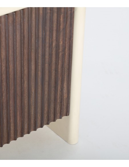 Mueble TV contemporáneo 200 x 40 MILHAR en madera de mango y MDF beige