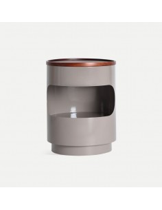 Mesita de noche NOA de diseño en hierro gris brillo y...