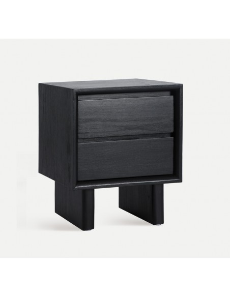 Mesita de noche DEMMIN de diseño contemporáneo en madera negra