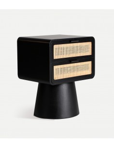 Mesinha BEILEN com rattan e design contemporâneo