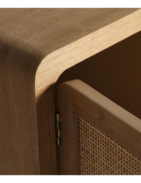 Mueble TV DOAZIT 160 x 63 cm de Madera de Abeto Marrón Claro con Rejilla