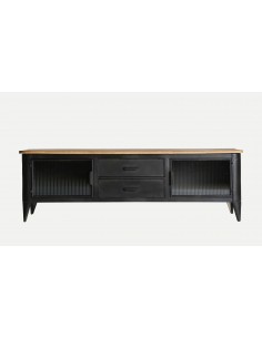 Mueble TV industrial EASBY 165 x 53 cm, de Hierro Negro y... 2