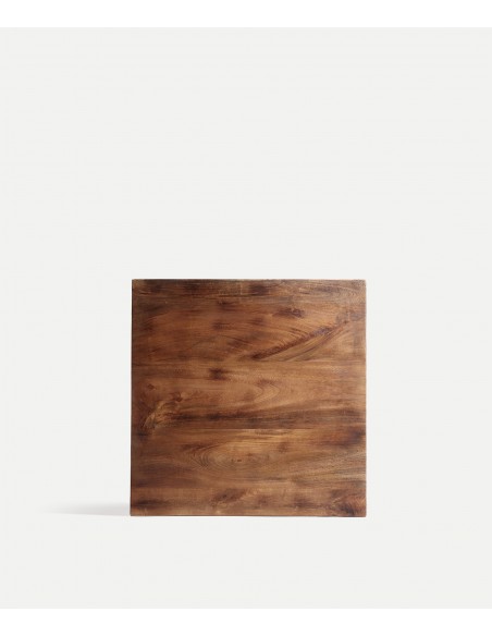 Mesa alta redonda escultural Kilhe, 65 x 107, feita de madeira e metal.