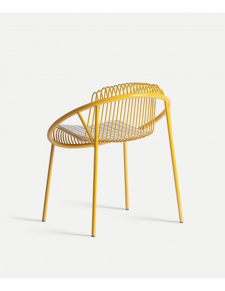 Silla Exterior de Diseño BRIENZ en WIRE metal con Tapizado Beige