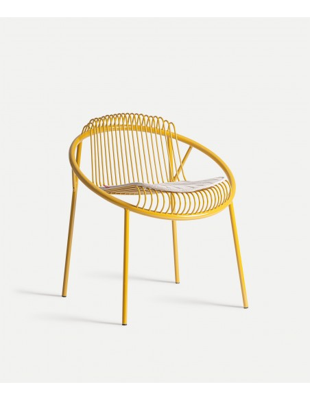 Silla Exterior de Diseño BRIENZ en WIRE metal con Tapizado Beige