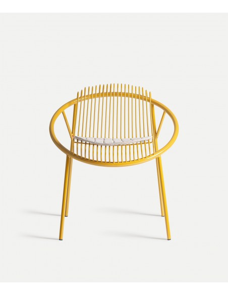 Silla Exterior de Diseño BRIENZ en WIRE metal con Tapizado Beige