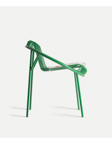 Silla Exterior de Diseño BRIENZ en WIRE metal con Tapizado Beige