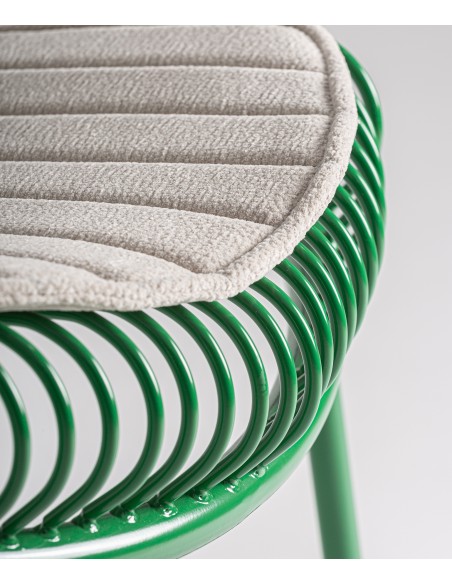 Cadeira Exterior de Design BRIENZ em WIRE metal com estofado bege