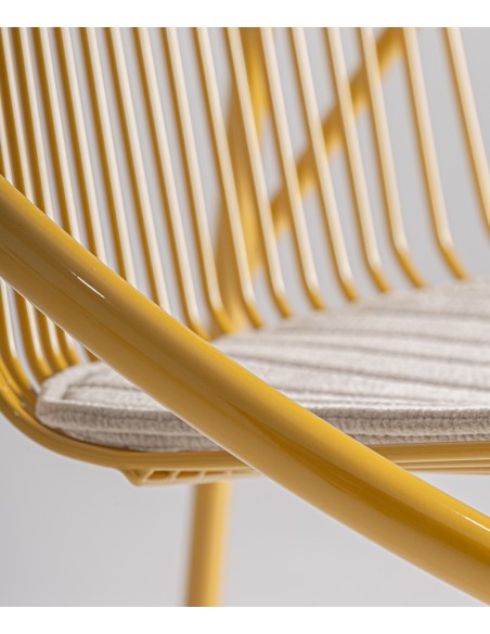 Silla Exterior de Diseño BRIENZ en WIRE metal con Tapizado Beige