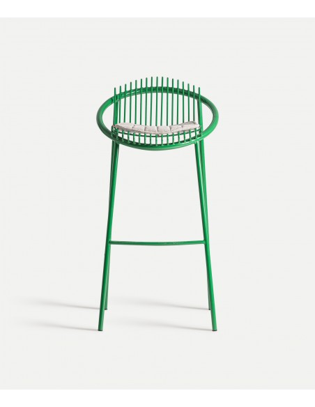 Taburete exterior de Diseño BRIENZ en WIRE metal con Tapizado Beige