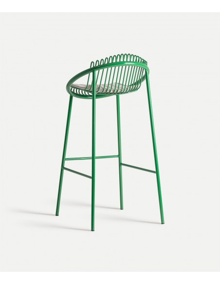 Banco exterior de Design BRIENZ em WIRE metal com estofado bege