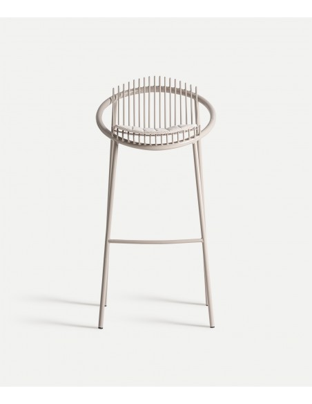 Banco exterior de Design BRIENZ em WIRE metal com estofado bege