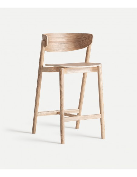 Banco de Design nórdico WIELER 64 em madeira castanha