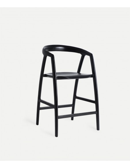 Taburete de Diseño nórdico HASLOCH 65 en Madera de Olmo Negro