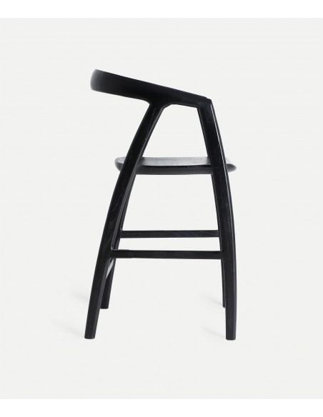 Banco medio de Design nórdico HASLOCH 65 em madeira de olmo preto