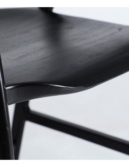 Taburete de Diseño nórdico HASLOCH 65 en Madera de Olmo Negro
