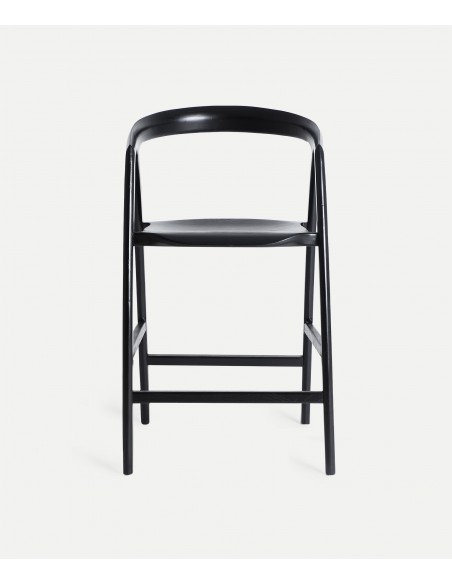 Taburete de Diseño nórdico HASLOCH 65 en Madera de Olmo Negro