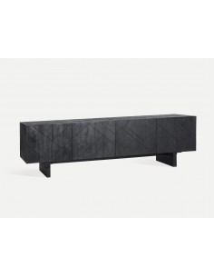 Mueble TV 180 x 42 BOULOC diseño étnico, madera mango negra