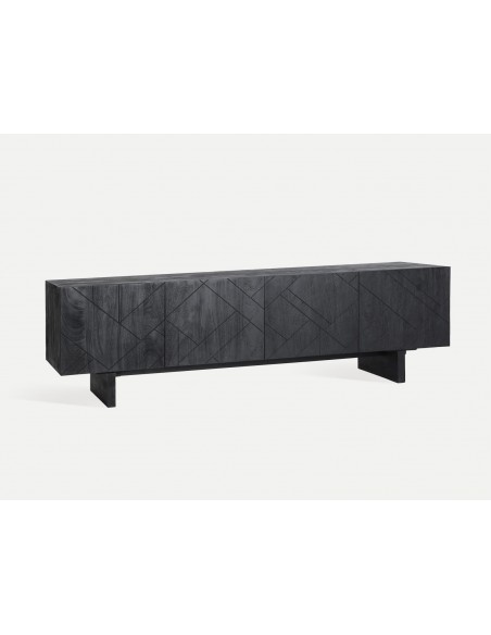 Mueble TV 180 x 42 BOULOC diseño étnico, madera mango negra