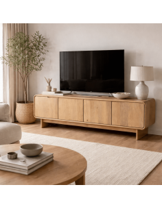Mueble TV curvo CANADÁ 180 x 55, Madera de Mango Marrón... 2