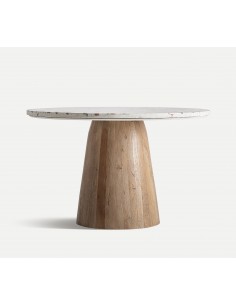 Mesa de jantar redonda LAUTREC 120 em terrazzo branco e...