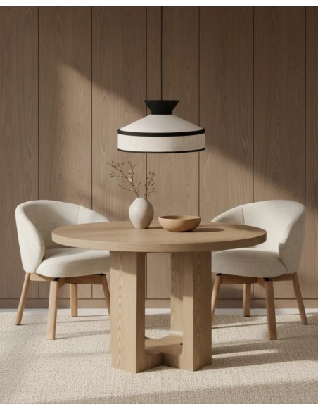 Mesa redonda de diseño MAXINE Ø120 Chapada en roble