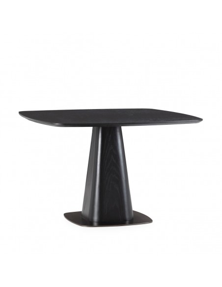 Mesa de jantar quadrada ETEL 120 em folheado de carvalho preto