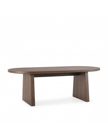 Mesa de jantar oval BLAIR 220 x 100 em folheado de nogueira