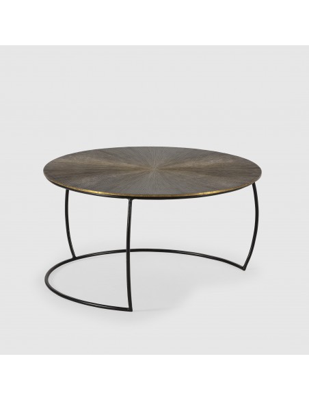 Conjunto de 2 mesas de centro SELENE, 70/54 cm, em metal dourado antigo.