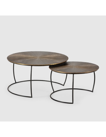 Set 2 Mesas de Centro SELENE 70/54 cms, en metal Oro Viejo