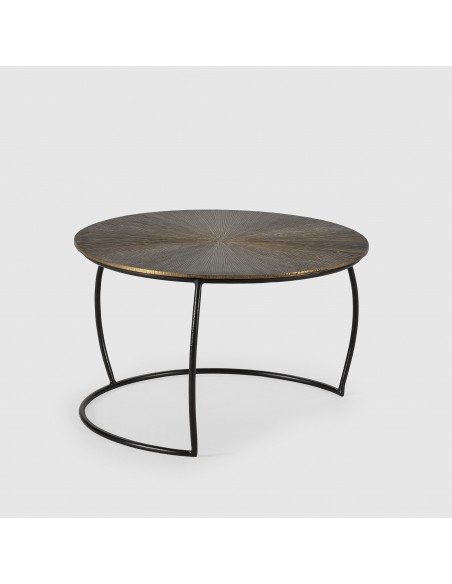 Conjunto de 2 mesas de centro SELENE, 70/54 cm, em metal dourado antigo.