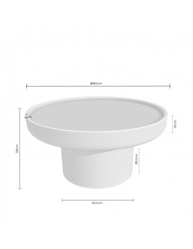 Mesa de Centro redonda de diseño RODNEY 80 MDF...