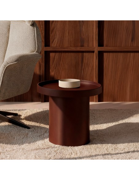 Mesa auxiliar redonda de diseño WARREN 50 Terracota de MDF