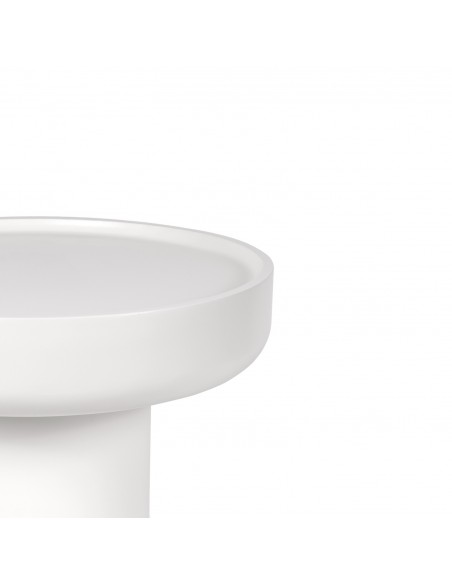 Mesa de apoio redonda RODNEY 50 de design em MDF lacado branco.