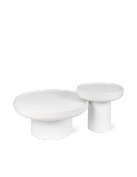 Mesa redonda auxiliar de diseño RODNEY 50 MDF lacado blanco