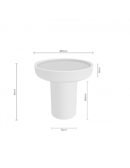 Mesa redonda auxiliar de diseño RODNEY 50 MDF lacado blanco