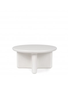 Mesa de centro redonda de design FLOYD 80 branca em resina 2