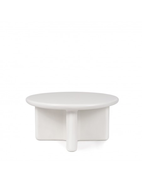 Mesa de centro redonda de diseño FLOYD 80 blanco de resina