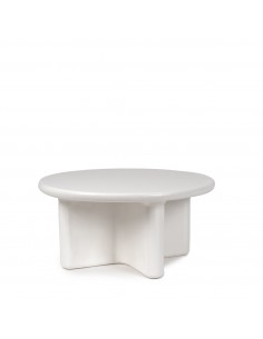 Mesa de centro redonda de design FLOYD 80 branca em resina