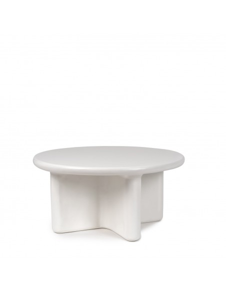 Mesa de centro redonda de diseño FLOYD 80 blanco de resina