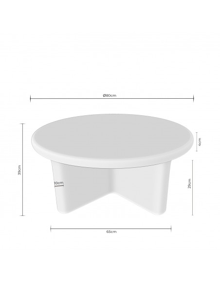 Mesa de centro redonda de design FLOYD 80 branca em resina