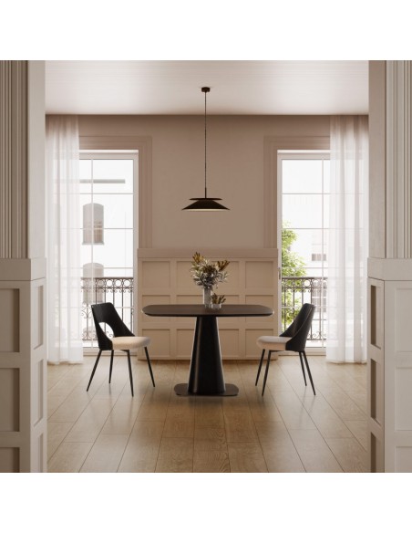 Mesa de comedor Cuadrada ETEL 120 en chapa Roble negro