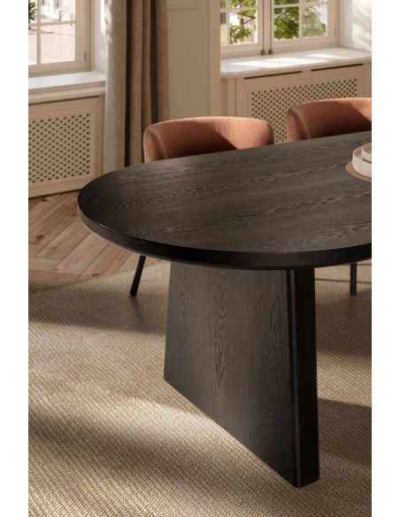Mesa de Jantar Oval BLAIR 220 x 100 Folha de Fresno preto