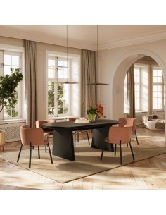 Mesa de comedor Oval BLAIR 220 x 100 Chapa de Fresno negro 2