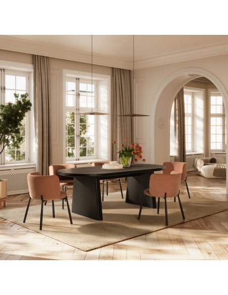 Mesa de Jantar Oval BLAIR 220 x 100 Folha de Fresno preto